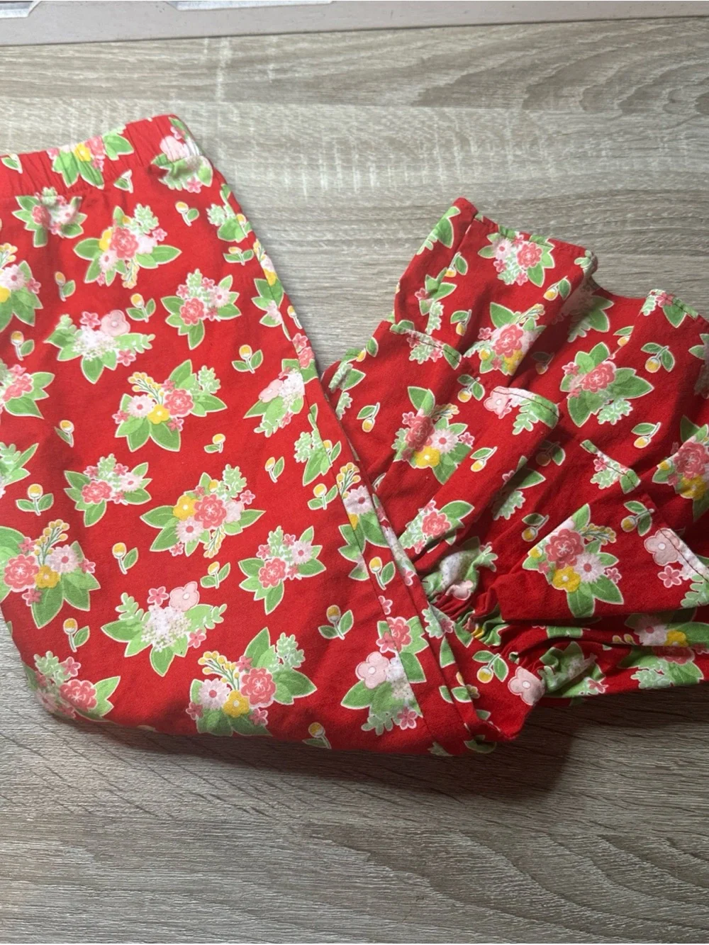 Ricrac Ruffles Red Floral Pants Size 3T
